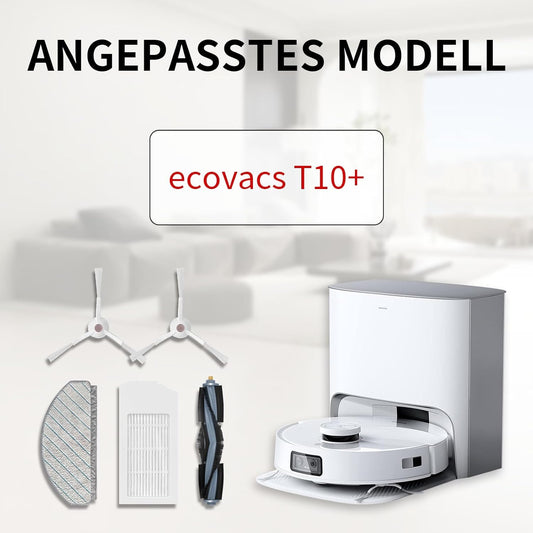 Replacement Accessory Set for Ecovacs Deebot T10+, 1 Main Brush, 2 Filters, 4 Side Brushes, 4 Mop Cloths, 1 Brush Cleaning Tool