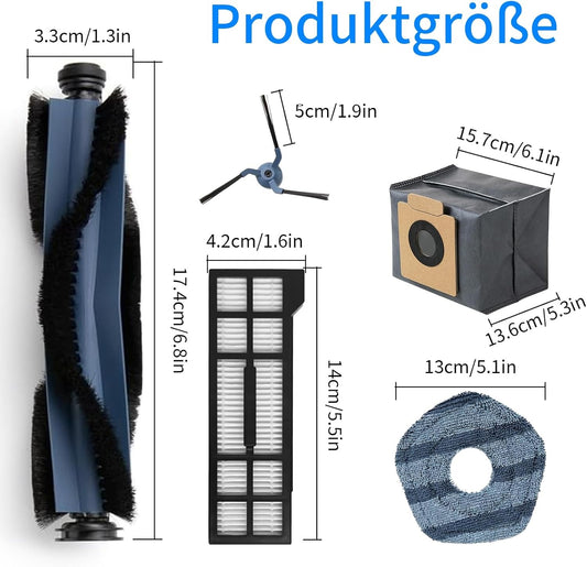 X10 Pro Accessory Set for eufy X10 Pro Omni Robot Vacuum Cleaner, 1 Main Brush, 4 Side Brushes, 4 HEPA Filters, 4 Wipes and 6 Dust Bags, Replacement Parts Accessories for eufy X10 Pro Omni