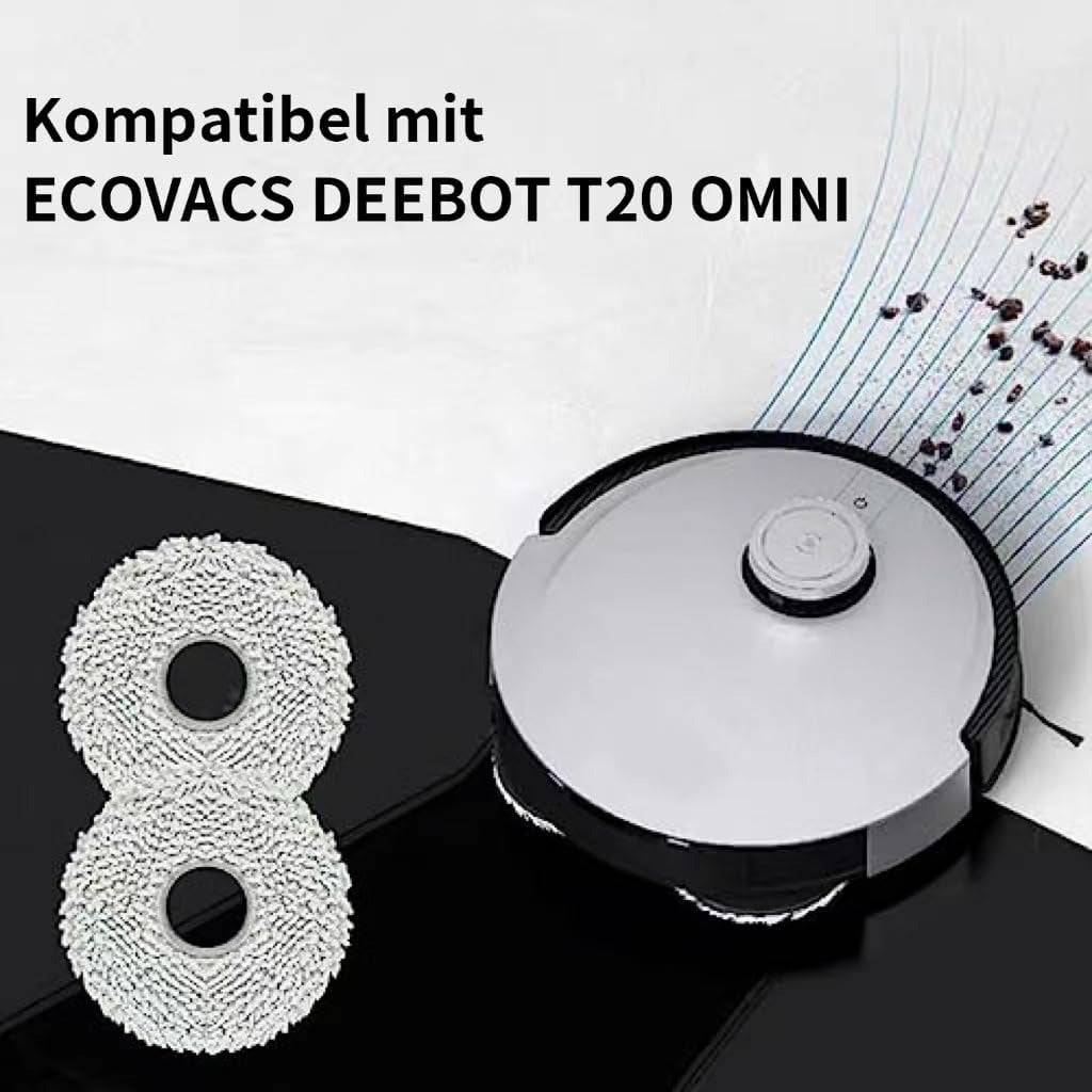 Replacement Accessory Set for Ecovacs Deebot T20 Omni / T20e Omni, 1 Main Brush, 2 Filters, 8 Side Brushes, 4 Mop Cloths, 3 Dust Bags, 1 Brush Cleaning Tool