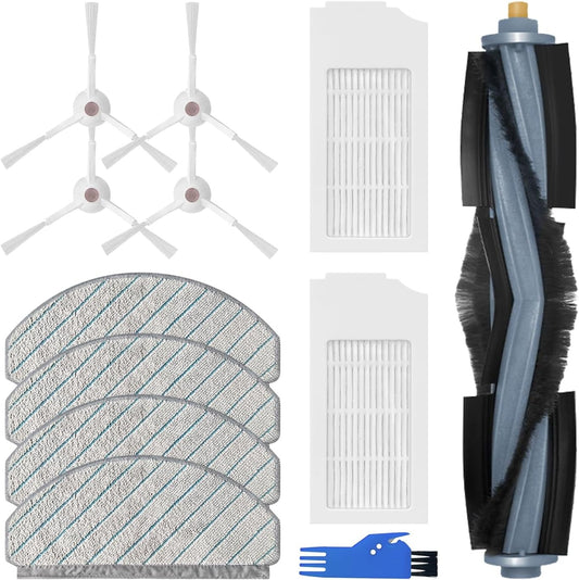 Replacement Accessory Set for Ecovacs Deebot T10+, 1 Main Brush, 2 Filters, 4 Side Brushes, 4 Mop Cloths, 1 Brush Cleaning Tool