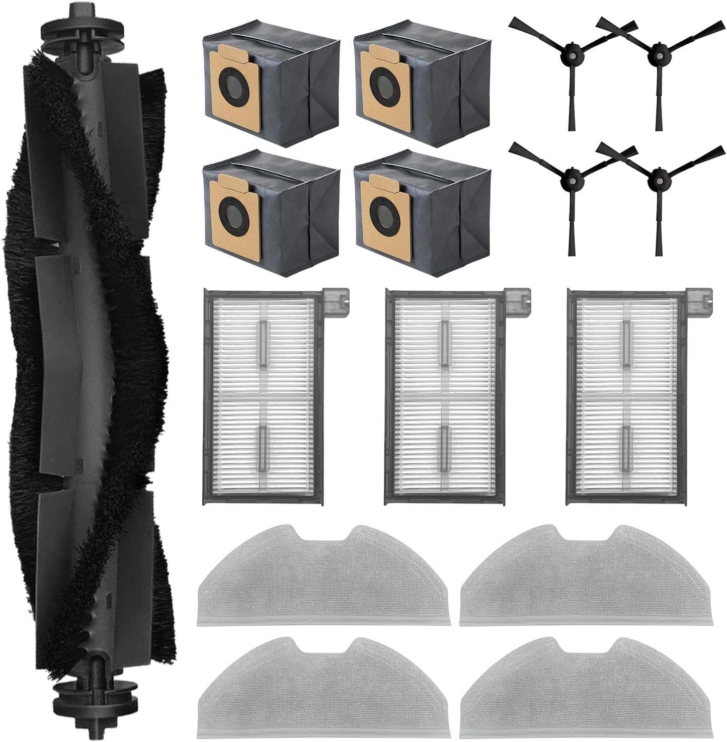 X8 Pro Accessory Set for Eufy X8 Pro Robot Vacuum Cleaner, 1 Main Brush, 4 Side Brushes, 3 HEPA Filters, 4 Wipes and 4 Dust Bags, Replacement Parts Accessories for Eufy X8 Pro