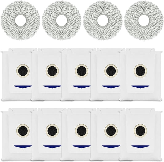 Accessory Set for Ecovacs Deebot T30 Omni / T30 Pro Omni, 4 Wipes and 10 Vacuum Cleaner Bags