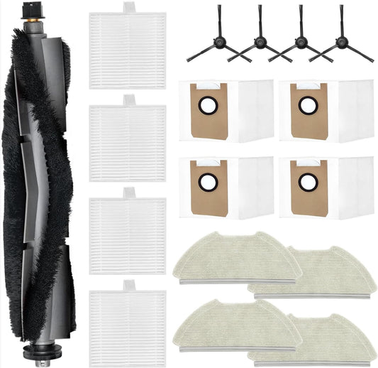 17 Piece Accessory Set for Airrobo T20 Robot Vacuum Cleaner, 1 Main Brush, 4 Wipes, 4 HEPA Filters, 4 Side Brushes and 4 Dust Bags