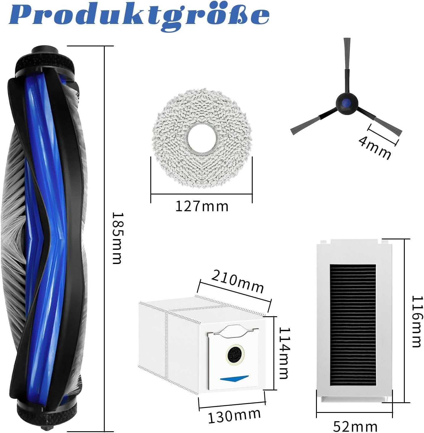 19-Piece Accessory Set for Ecovacs Deebot N30 Pro OMNI/N30 OMNI Robot Vacuum Cleaner, 1 Main Brush, 4 Filters, 4 Wipes, 4 Side Brushes, 6 Dust Bags, Replacement Parts Robot Vacuum Cleaner Accessories