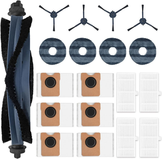19 Stück Zubehörset für Eufy Omni C20 Saugroboter,1 Rollbürste, 4 Filter,4 Wischpads, 4 Seitenbürsten, 6 Staubbeutel