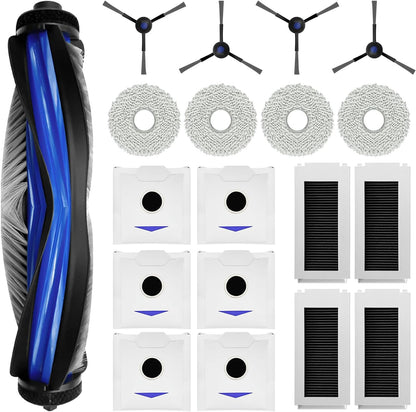19-Piece Accessory Set for Ecovacs Deebot N30 Pro OMNI/N30 OMNI Robot Vacuum Cleaner, 1 Main Brush, 4 Filters, 4 Wipes, 4 Side Brushes, 6 Dust Bags, Replacement Parts Robot Vacuum Cleaner Accessories