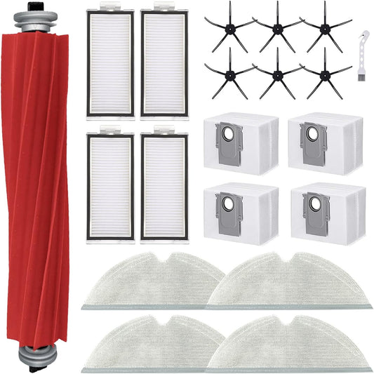 20-piece accessory set for Roborock Q7+/Q7 MAX+ vacuum cleaner, 1 x main brush, 6 x side brushes, 4 x filters, 4 x wipes, 4 x dust bags, 1 x cleaning brush